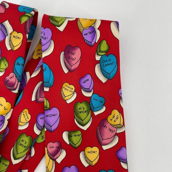 Sweetarts Valentine's Candy Heart Tie Red Blue Purple Love - Picture 3 of 16